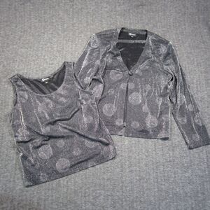 Vtg Quadra Metallic Jacket Shell Set Women 12P NYE Cocktail Party Formal Shimmer